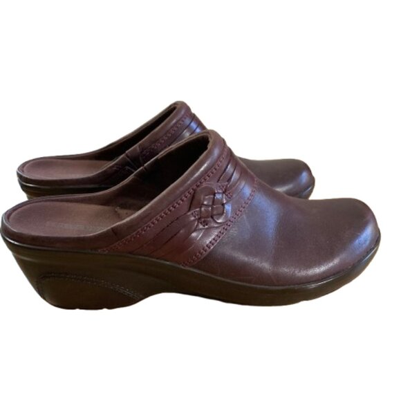 Clark's Collection Clogs Marion Jess Leather sz 8.5 Mahogany/Brown, 2.25" heel - Picture 1 of 11